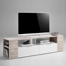 Wexford Tv Stand In White High Gloss Fronts And Oak With With Regard To Fashionable Canyon Oak Tv Stands (Photo 7 of 15)