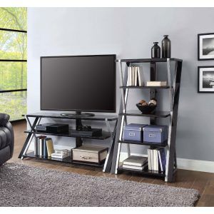 Whalen Xavier 3 In 1 Tv Stand For Tvs Up To 70″, With 3 For Recent Whalen Xavier 3 In 1 Tv Stands With 3 Display Options For Flat Screens, Black With Silver Accents (Photo 9 of 15)