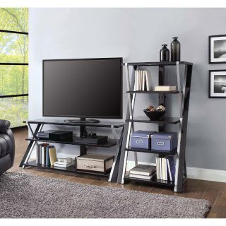 Whalen Xavier 3 In 1 Tv Stand For Tvs Up To 70″, With 3 Regarding Most Recently Released Whalen Xavier 3 In 1 Tv Stands With 3 Display Options For Flat Screens, Black With Silver Accents (View 14 of 15)