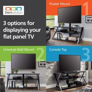 Whalen Xavier 3 In 1 Tv Stand For Tvs Up To 70″, With 3 Within Famous Whalen Xavier 3 In 1 Tv Stands With 3 Display Options For Flat Screens, Black With Silver Accents (View 12 of 15)