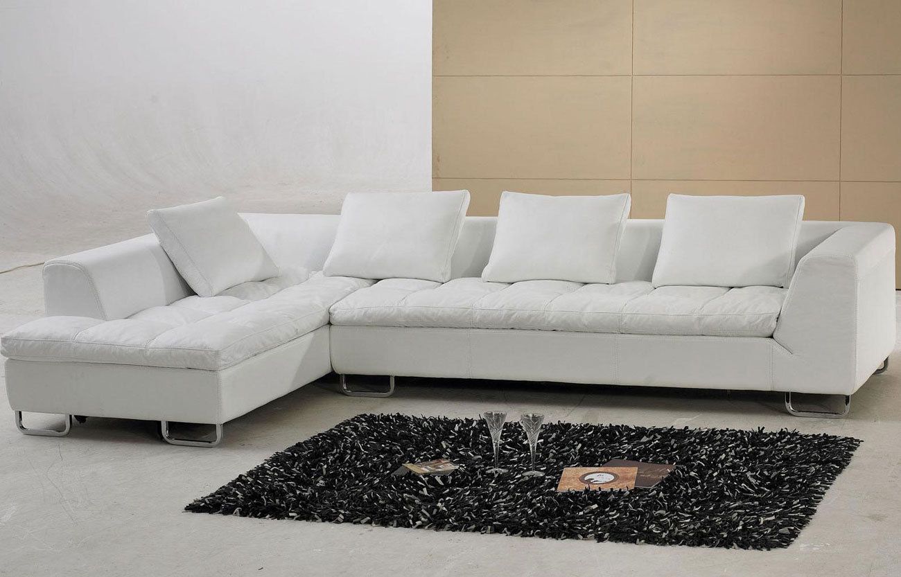 White Leather Sectional Sofa With Pillow Top Design (View 10 of 15)