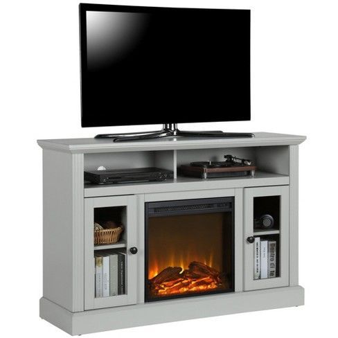 Widely Used Electric Fireplace Tv Stands With Shelf Pertaining To 50" Pinnacle Point Fireplace Tv Console Light Gray – Room (Photo 1 of 15)