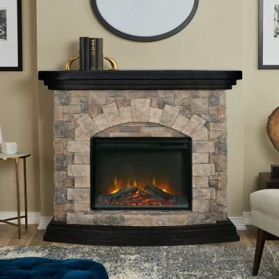 Widely Used Industrial Tv Stands With Metal Legs Rustic Brown Inside Brown – Electric Fireplaces – Fireplaces – The Home Depot (View 13 of 15)