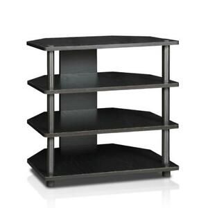 Widely Used Tier Entertainment Tv Stands In Black Intended For Furinno Tv Stand Open Storage Shelving Black Particle (Photo 15 of 15)
