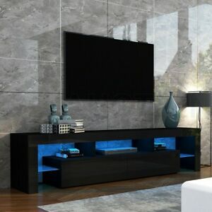 Widely Used Tier Entertainment Tv Stands In Black Throughout 200cm Tv Stand Cabinet 2 Drawers Led Entertainment Unit (Photo 10 of 15)