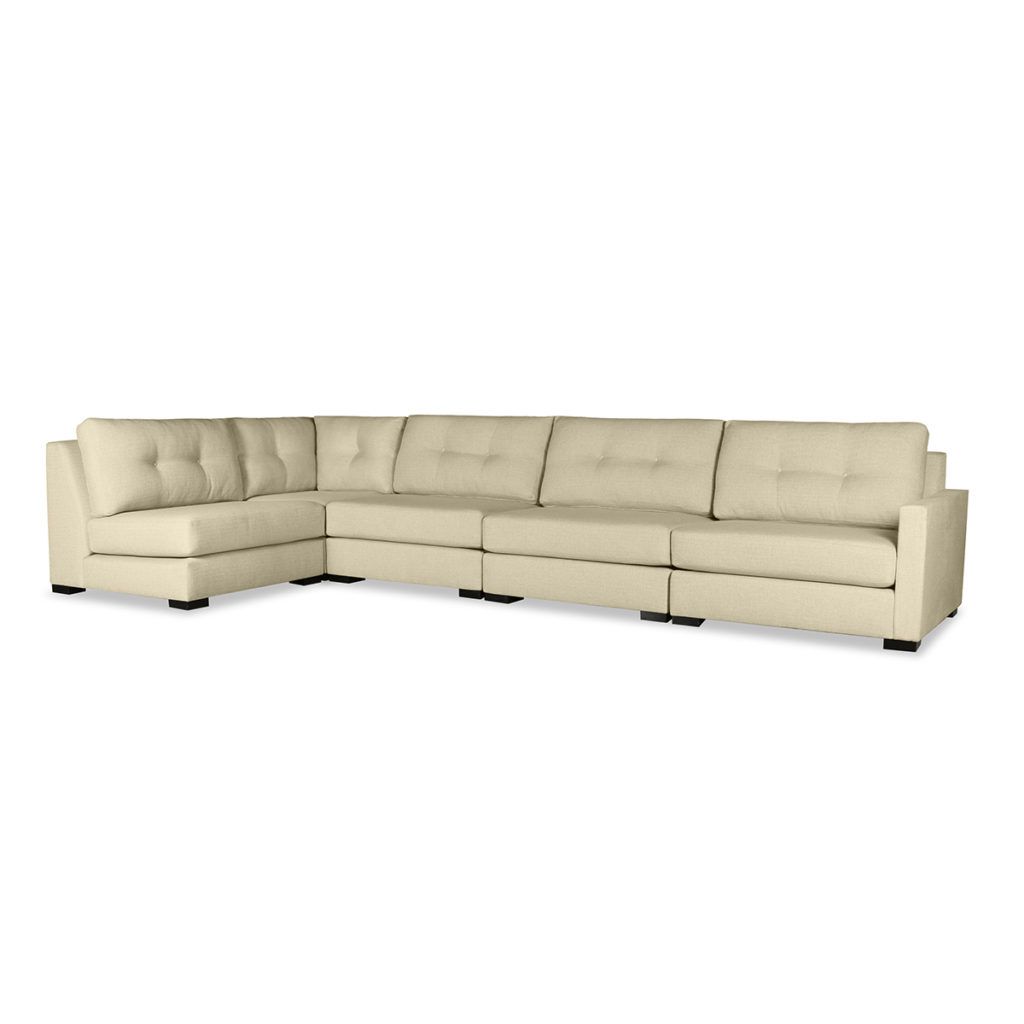 Wilton Buttoned Modular Left L Shape Sectional Throughout Wilton Fabric Sectional Sofas (Photo 5 of 15)