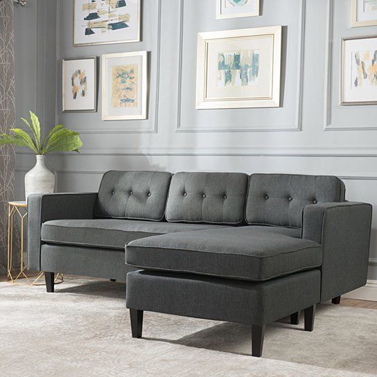 Windsor Mid Century 2 Piece Fabric Chaise Sectional Sofa With 2pc Connel Modern Chaise Sectional Sofas Black (Photo 7 of 15)