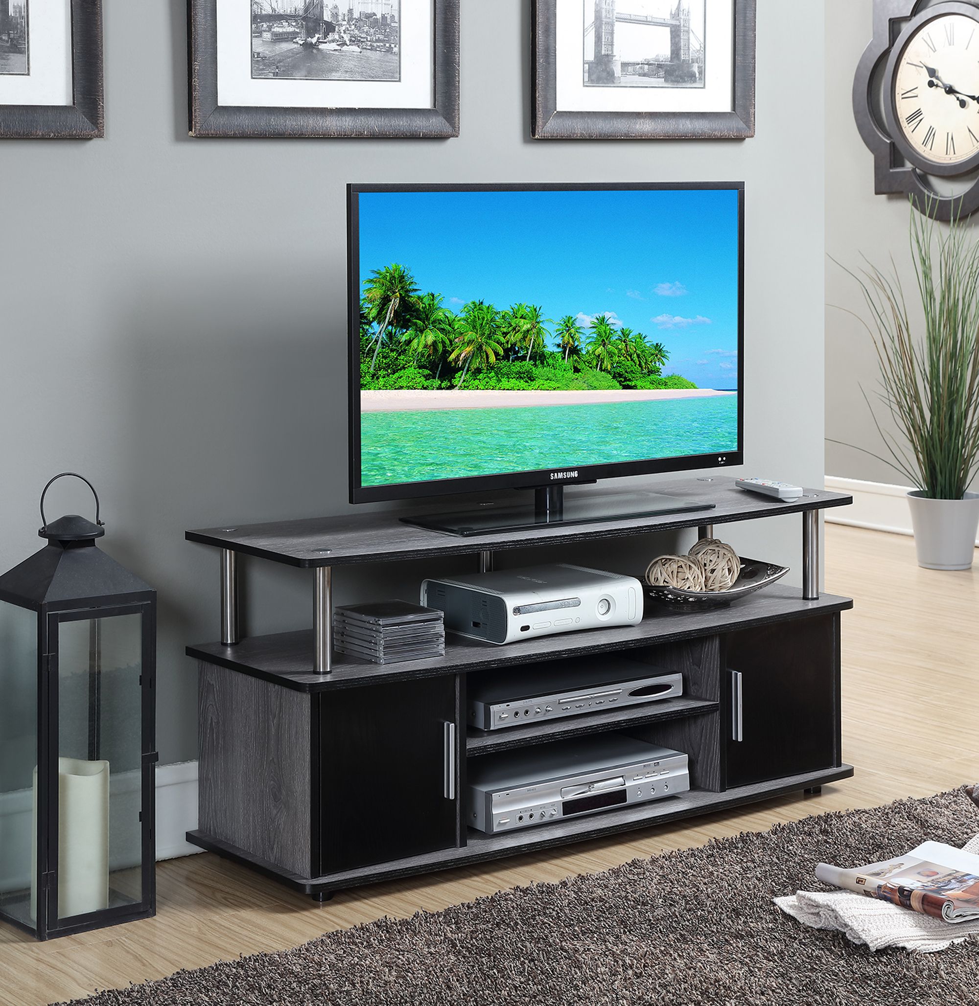 Convenience Concepts Designs2go, Weathered Grey/black With Current Covent Tv Stands (View 2 of 20)