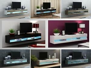 Tv Stand Cabinet With Led Lights High Gloss For Recent Bari 160 Wall Mounted Floating 63&quot; Tv Stands (View 17 of 34)