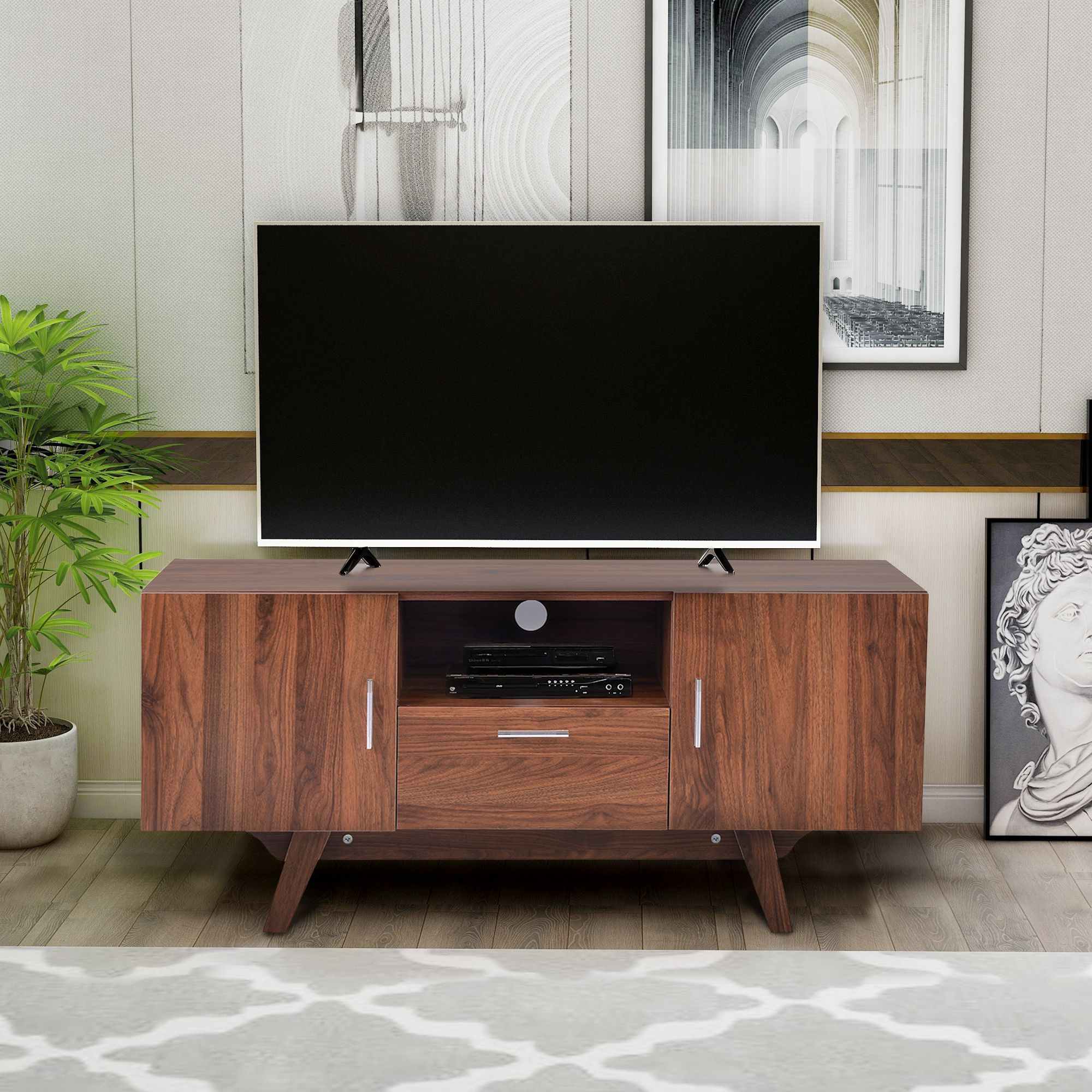 Tv Stand For 55 Inch Tv, Modern Farmhouse Tv Stand With In Well Known Samira Tv Stands (View 3 of 11)