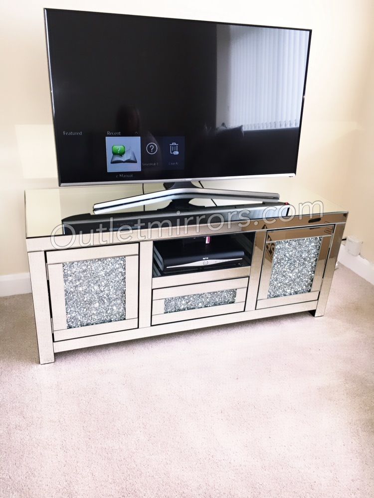 Newest Claudia Gold Effect Corner Tv Stands With Luxury Crush Crystal Sparkle Mirrored Corner Tv (View 9 of 12)