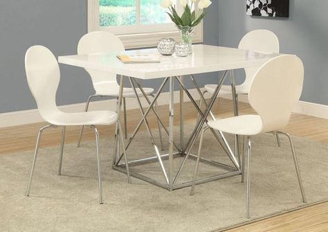 $290 Bentwood / Chrome Dining Chairs White (Set Of 4) From With Chrome Metal Dining Tables (View 2 of 15)