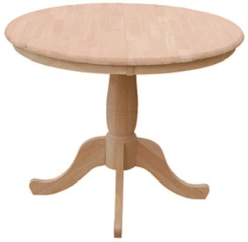 36" Round Hardwood Dining Table With Leaf (Extends To 48 With Round Pedestal Dining Tables With One Leaf (View 13 of 15)