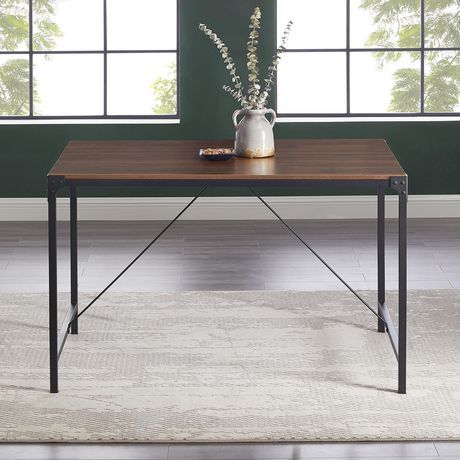 4 Person Modern Industrial Farmhouse Dining Table – Dark For Walnut Tove Dining Tables (View 3 of 15)