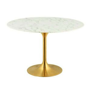 47" Round Tulip Table Dining Table Genuine Stone For Gold Dining Tables (View 13 of 15)
