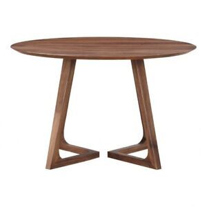 47" W Russell Dining Table Modern Round Solid Walnut Wood In Walnut Tove Dining Tables (View 8 of 15)