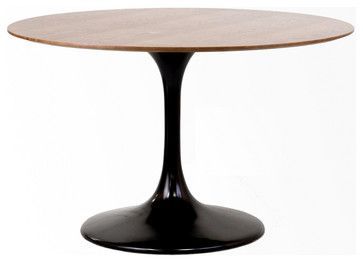 48" Eero Saarinen Style Tulip Table With Solid Walnut Top Intended For Dark Walnut And Black Dining Tables (View 12 of 15)