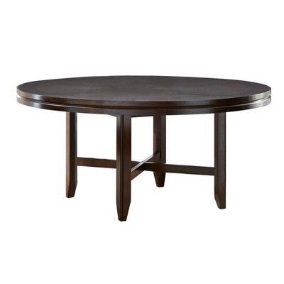 72" Talbot Round Dining Table Dark Oak – Steve Silver Co Regarding Silver Dining Tables (View 11 of 15)