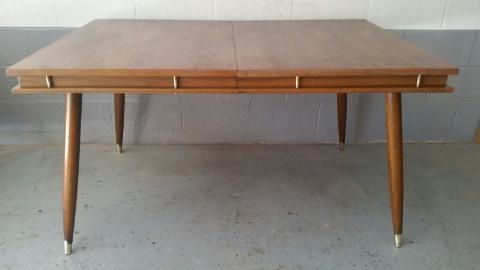 !950'S Walnut Dining Table With Brass Accents And Pencil Pertaining To Walnut Tove Dining Tables (View 9 of 15)
