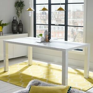 Alana White High Gloss Large Fixed Top Dining Table For White And Black Dining Tables (View 12 of 15)