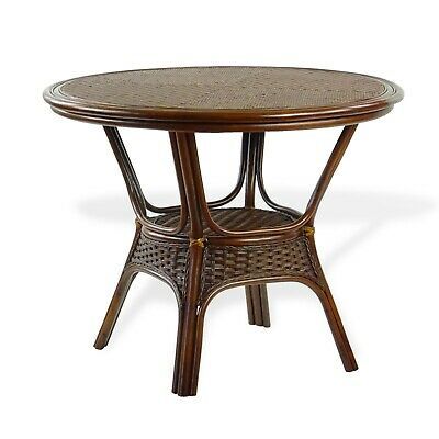 Alexa Round Dining Table Dark Walnut Color Natural Rattan Within Walnut And White Dining Tables (View 5 of 15)