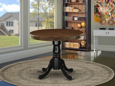 Antique 36" Small Round Single Pedestal Kitchen Table Throughout Round Dual Drop Leaf Pedestal Tables (View 13 of 15)