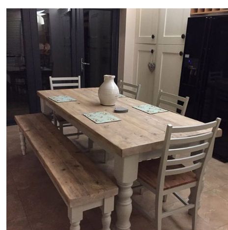 Antique Solid Wood Stylish 6 8 Seater Dining Table, White With Dark Oak Wood Dining Tables (View 12 of 15)