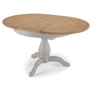 Banbury Grey Painted Oak Round Extending Dining Table With Gray Dining Tables (View 6 of 15)