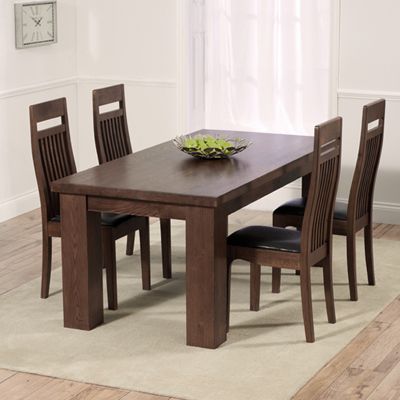 Belgravia Dark Solid Oak 150cm Dining Table With 4 Monty With Dark Oak Wood Dining Tables (View 6 of 15)