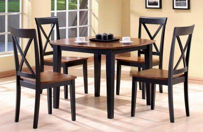Black & Walnut Two Tone Finish 5Pc Modern Dining Table Set Within Dark Walnut And Black Dining Tables (View 3 of 15)