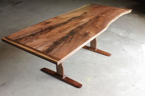 Bookmatched Unsteamed Black Walnut Table With Breadboard In Dark Walnut And Black Dining Tables (View 9 of 15)