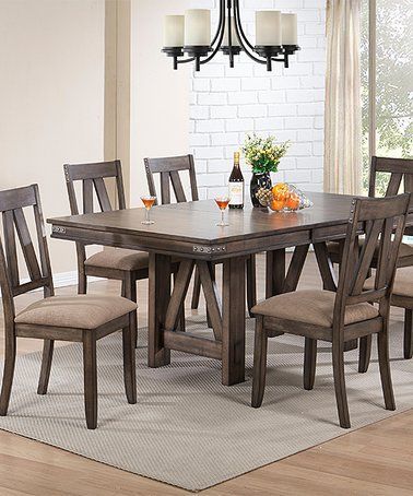 Brown Eight Piece Dining Set #Zulily #Zulilyfinds (With Within Brown Dining Tables With Removable Leaves (View 10 of 15)