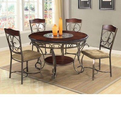 Dani 5pc Dining Set Brown – Home Source Industries For Dark Brown Round Dining Tables (View 3 of 15)