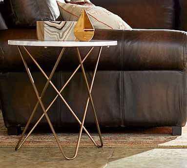 Darcy Marble Top Accent Side Table | Pottery Barn With Round Hairpin Leg Dining Tables (View 15 of 15)