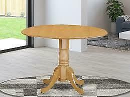 Dublin Drop Leaf 42" Round Pedestal Kitchen Dining Table Throughout Round Dual Drop Leaf Pedestal Tables (View 6 of 15)