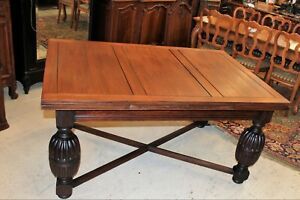 English Antique Oak Art Deco Draw Leaf Dining Room Table With Regard To Antique Oak Dining Tables (View 15 of 15)