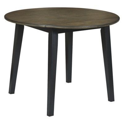 Froshburg Round Drop Leaf Dining Table Black/Brown Pertaining To Vintage Brown 48 Inch Round Dining Tables (View 15 of 15)