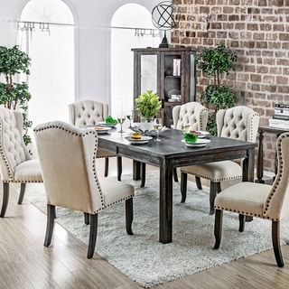 Furniture Of America Tays Contemporary Black Solid Wood Within Dark Oak Wood Dining Tables (View 5 of 15)