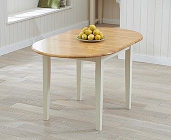 Genoa 100Cm Oak And Cream Drop Leaf Extending Dining Table Pertaining To Gray Drop Leaf Tables (View 1 of 15)