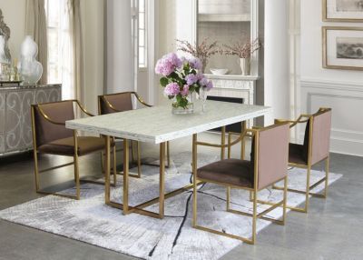 Harmony Contemporary Dining Table: In Brushed Gold Finish Inside Gold Dining Tables (View 4 of 15)