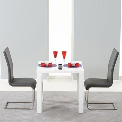Harvey 80Cm High Gloss White Dining Table With 2 Milan In Glossy Gray Dining Tables (View 1 of 15)