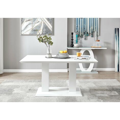 Imperia White High Gloss Dining Table And 6 Elephant Grey Regarding Glossy Gray Dining Tables (View 15 of 15)
