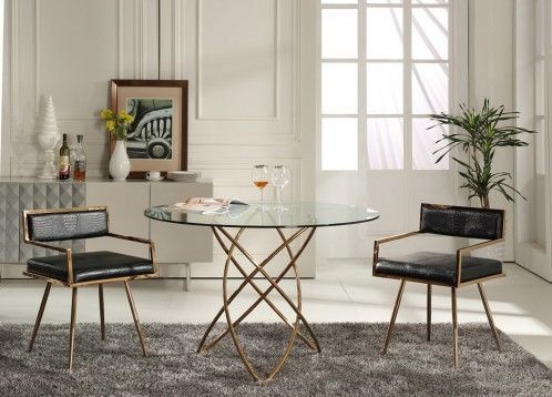 Modrest Rosario Modern Round Rosegold Dining Table With Gold Dining Tables (View 3 of 15)