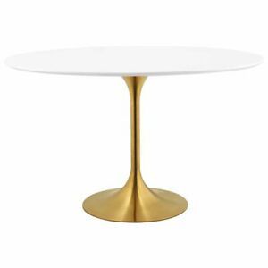 Modway Lippa 48"" Oval Pedestal Dining Table In Gold And In Gold Dining Tables (View 12 of 15)