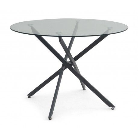 Mona 110Cm Grey Round Dining Table With Glass Top – Dining Within Gray Dining Tables (View 10 of 15)
