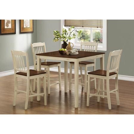 Monarch Specialties Dining Set, 5Pcs Set / Antique White In White Counter Height Dining Tables (View 10 of 15)
