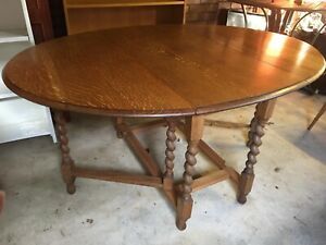 Oak Antique Drop Leaf Dining Table Barley Twist Legs Intended For Antique Oak Dining Tables (View 1 of 15)