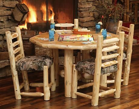 Octagon Cedar Log Rec Table | Rustic Furniture Mall Throughout Rustic Honey Dining Tables (View 10 of 15)