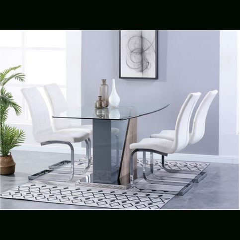 Opus Clear Glass And Grey High Gloss With Ashwood Dining Throughout Glossy Gray Dining Tables (View 3 of 15)