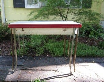 Popular Items For Enamel Top On Etsy With Drop Leaf Tables With Hairpin Legs (View 8 of 15)